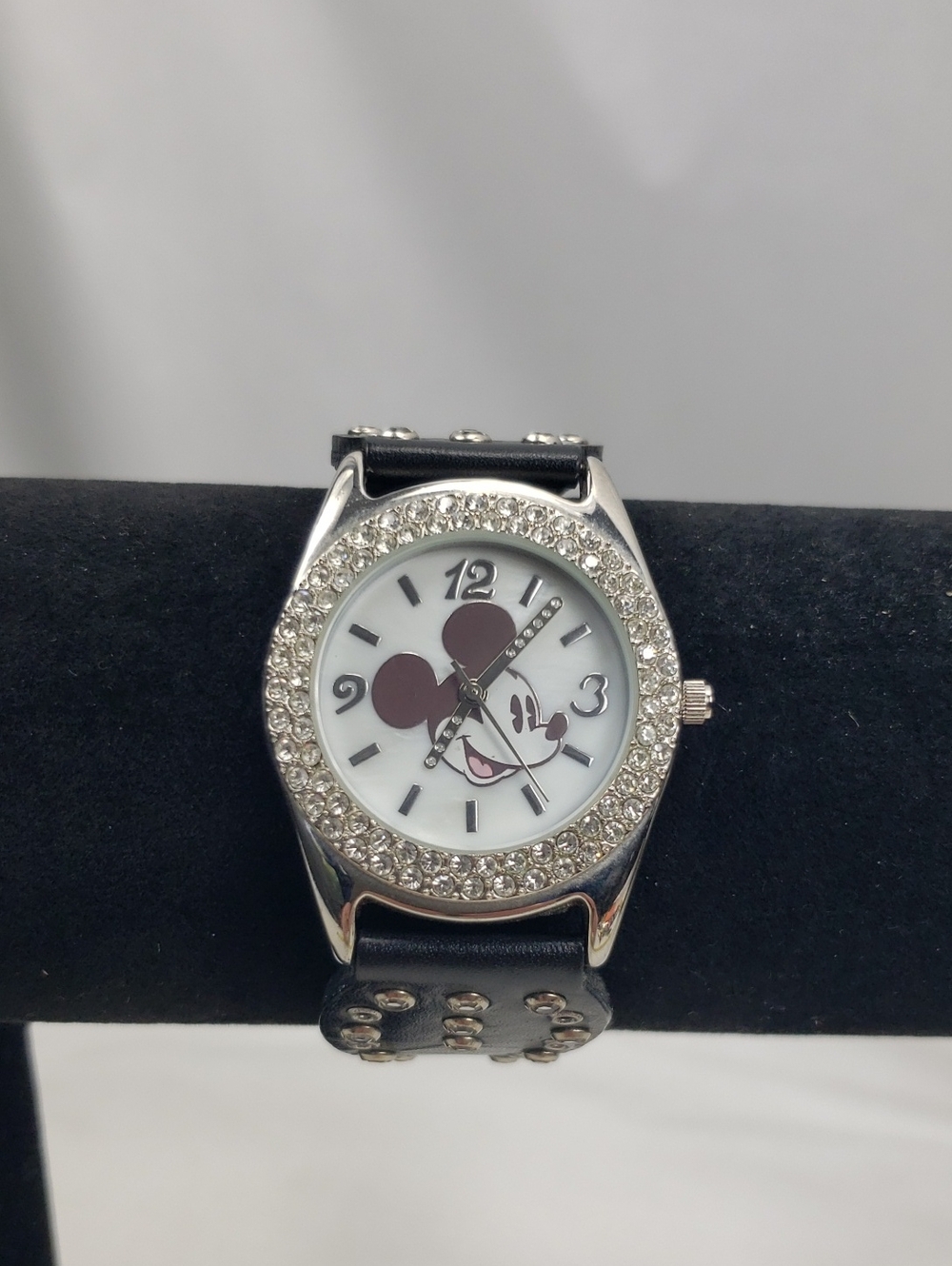 Vintage Disney Mickey Mouse Rhinestone Working Watch